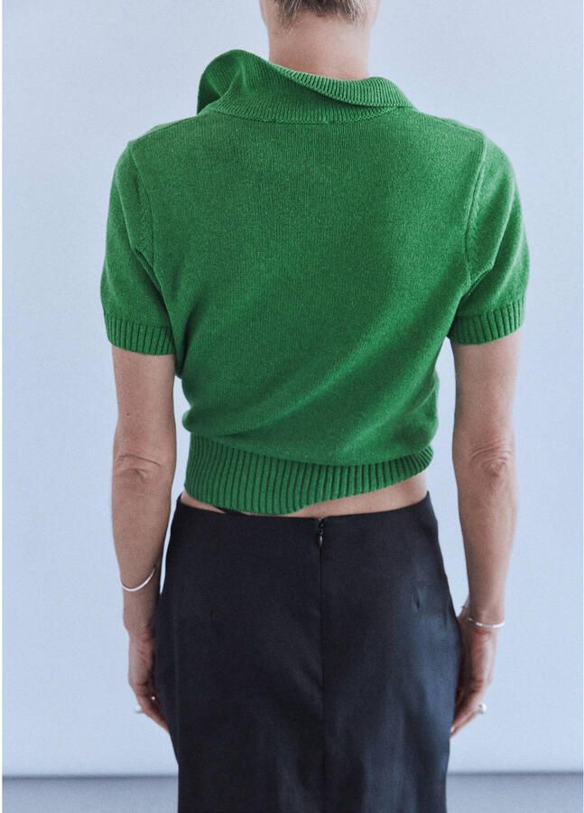 Mango gebreide polo groen - Foto 3