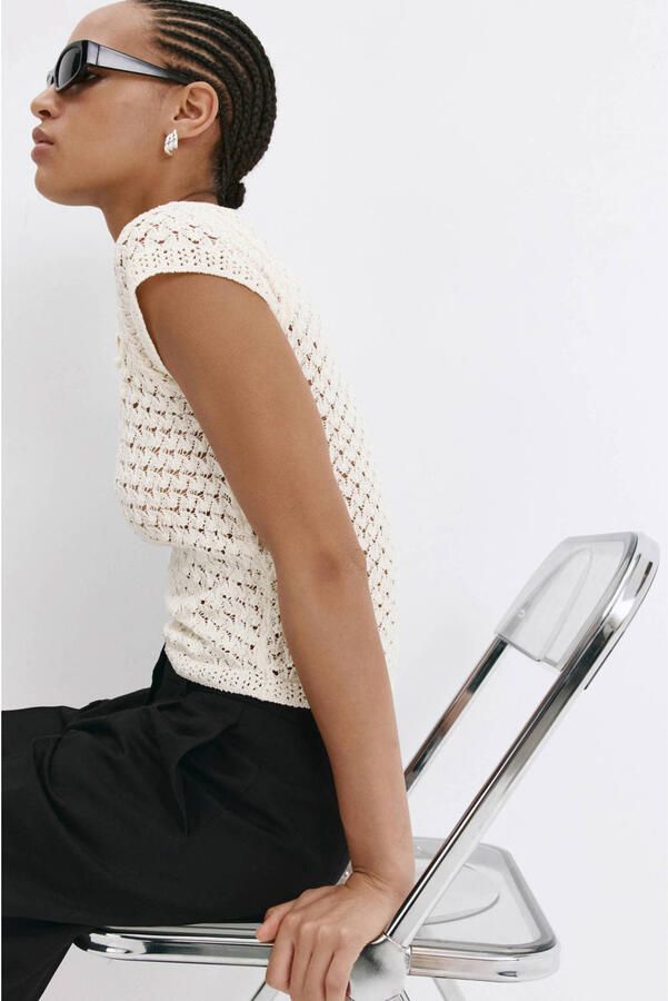 Mango gebreide top beige - Foto 3