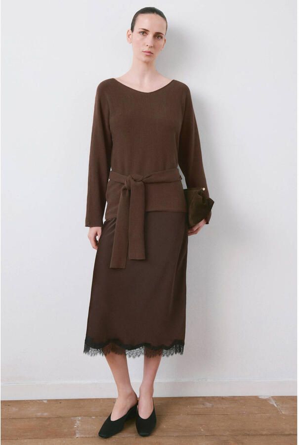 Mango gebreide top bruin