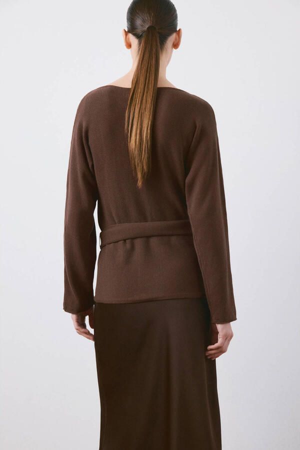 Mango gebreide top bruin - Foto 3