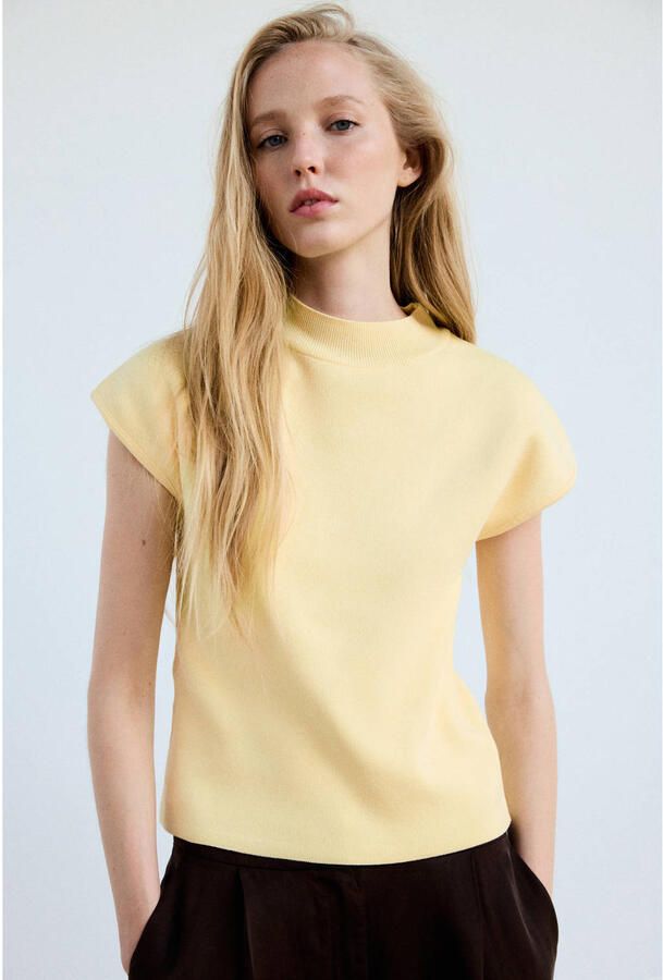 Mango gebreide top geel
