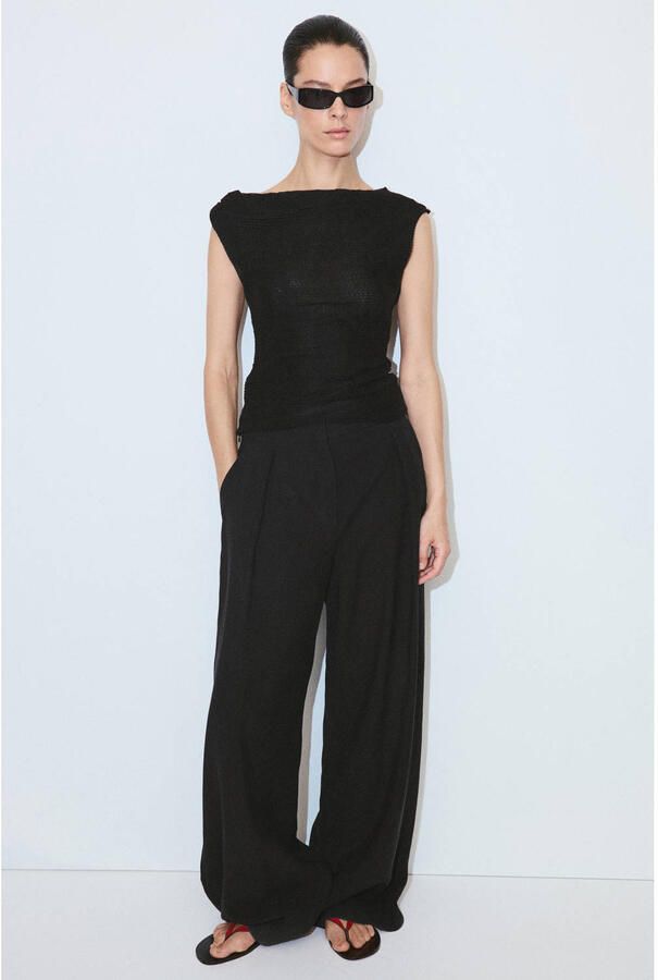 Mango gebreide top met borduursels zwart