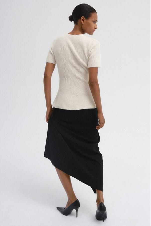 Mango gebreide top met peplum ecru - Foto 3