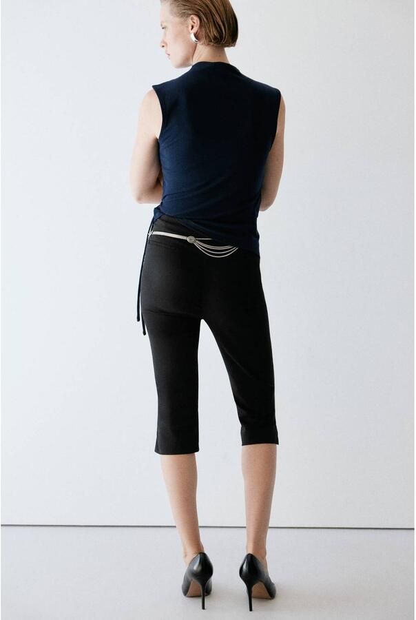 Mango gebreide top met plooien marineblauw - Foto 2