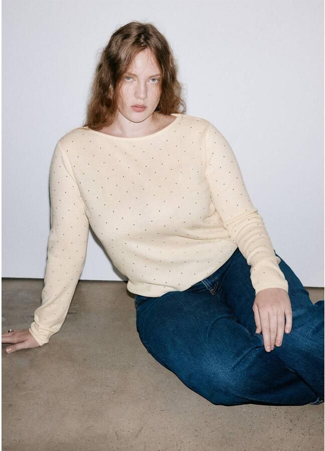 Mango gebreide top met studs beige
