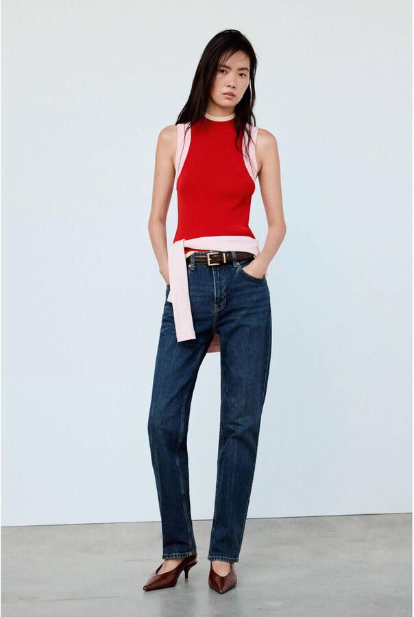 Mango gebreide top rood