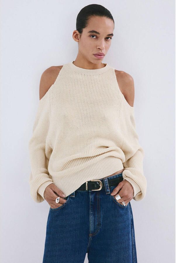 Mango gebreide trui beige