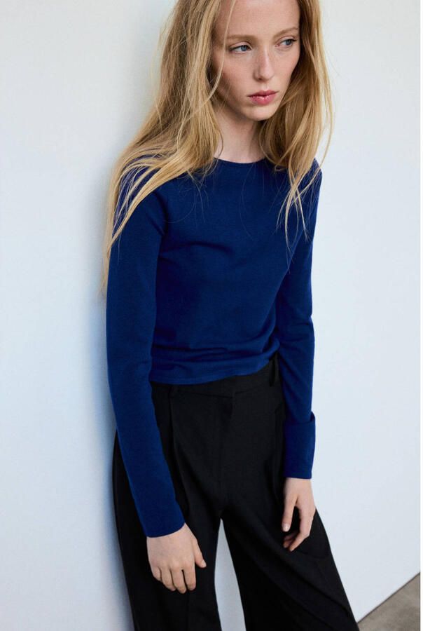 Mango gebreide trui blauw