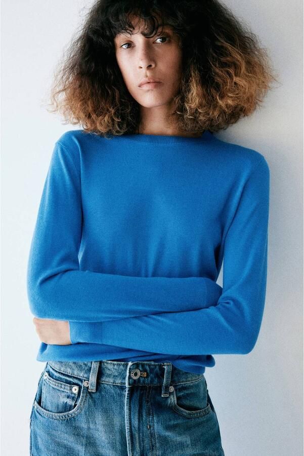 Mango gebreide trui blauw