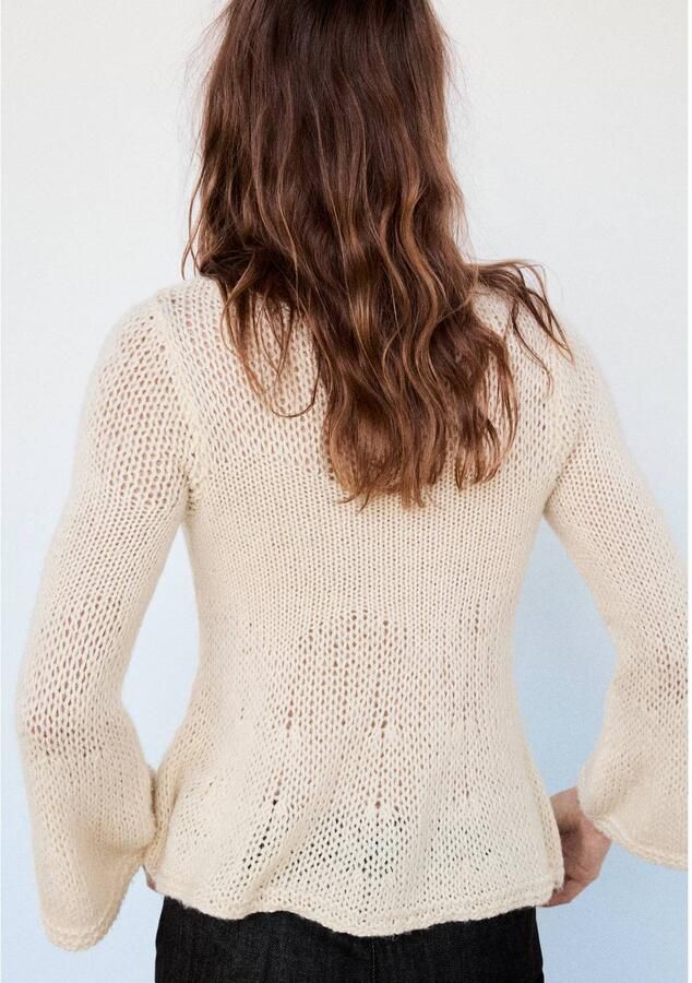 Mango gebreide trui met peplum beige - Foto 3