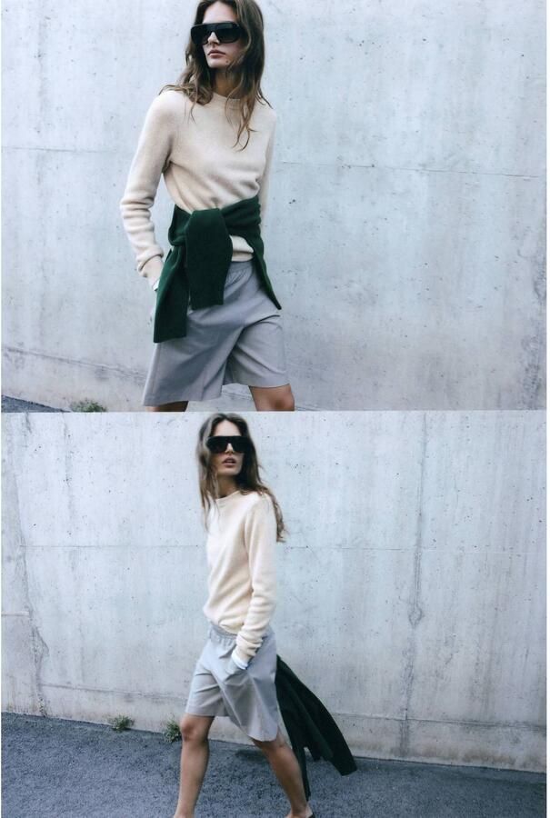 Mango gebreide trui met wol beige