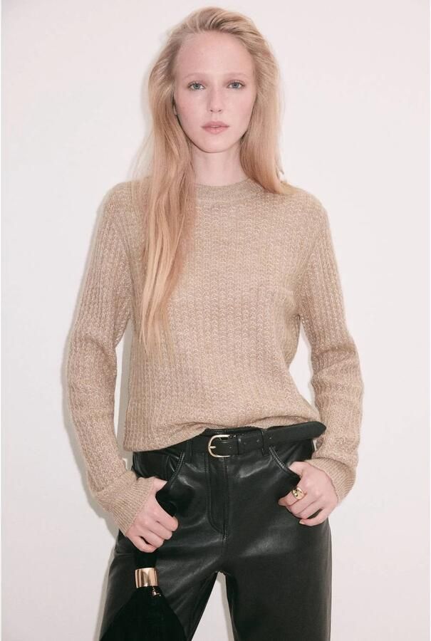 Mango gebreide trui met wol beige
