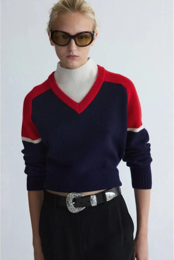Mango gebreide trui met wol en kasjmier blauw