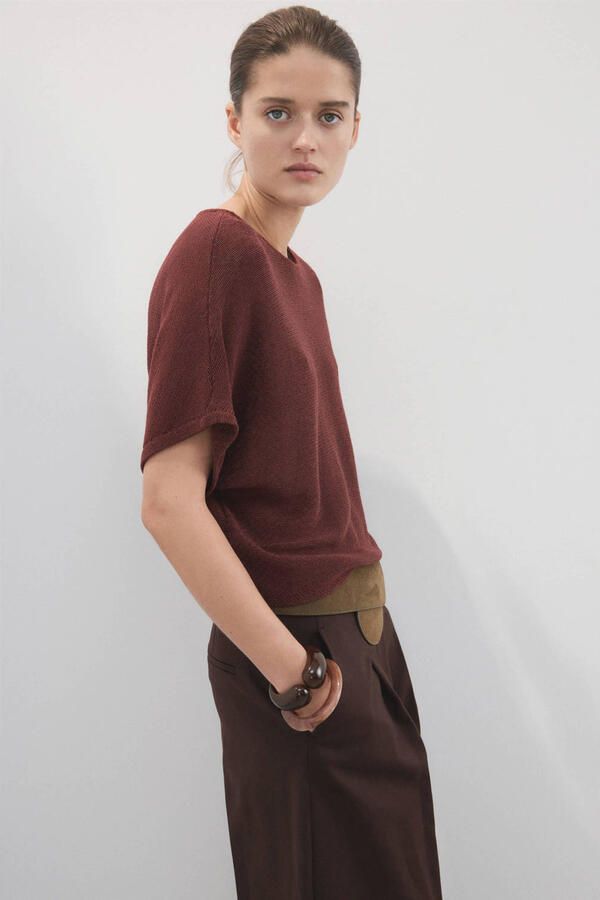 Mango gebreide trui roodbruin - Foto 2