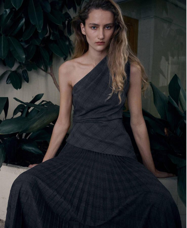 Mango geruit asymmetrische top grijs - Foto 2