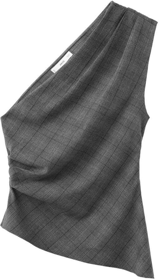 Mango geruit asymmetrische top grijs - Foto 3