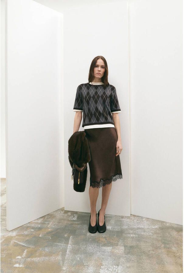 Mango geruit pullover grijs - Foto 3