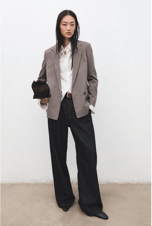 Mango geruit regular blazer grijs melange - Foto 3