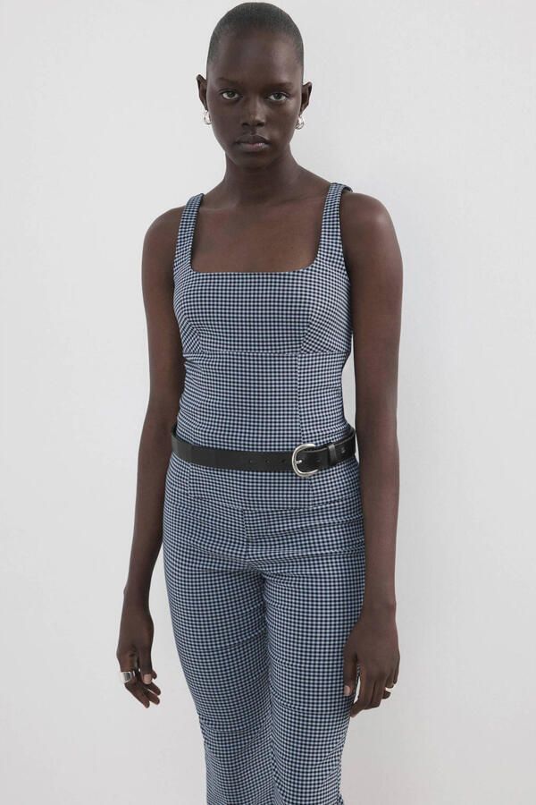 Mango geruit top blauw