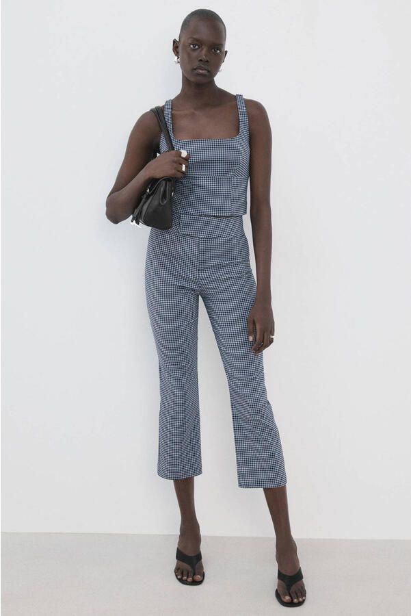 Mango geruit top blauw - Foto 2