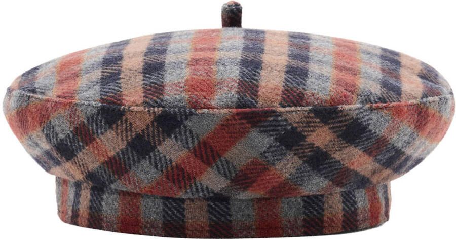 Mango geruite baret donkerblauw