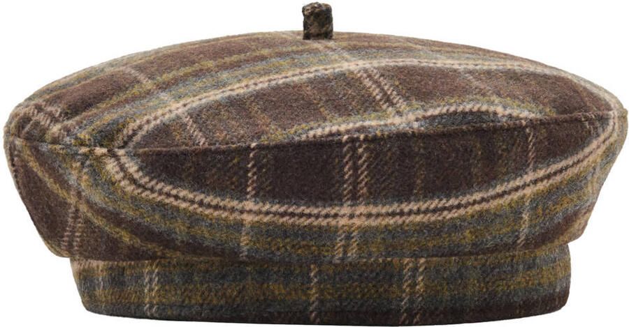 Mango geruite baret donkerbruin