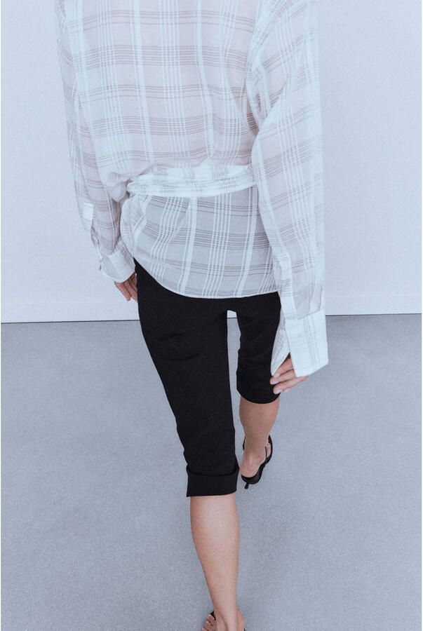 Mango geruite blouse ecru - Foto 3