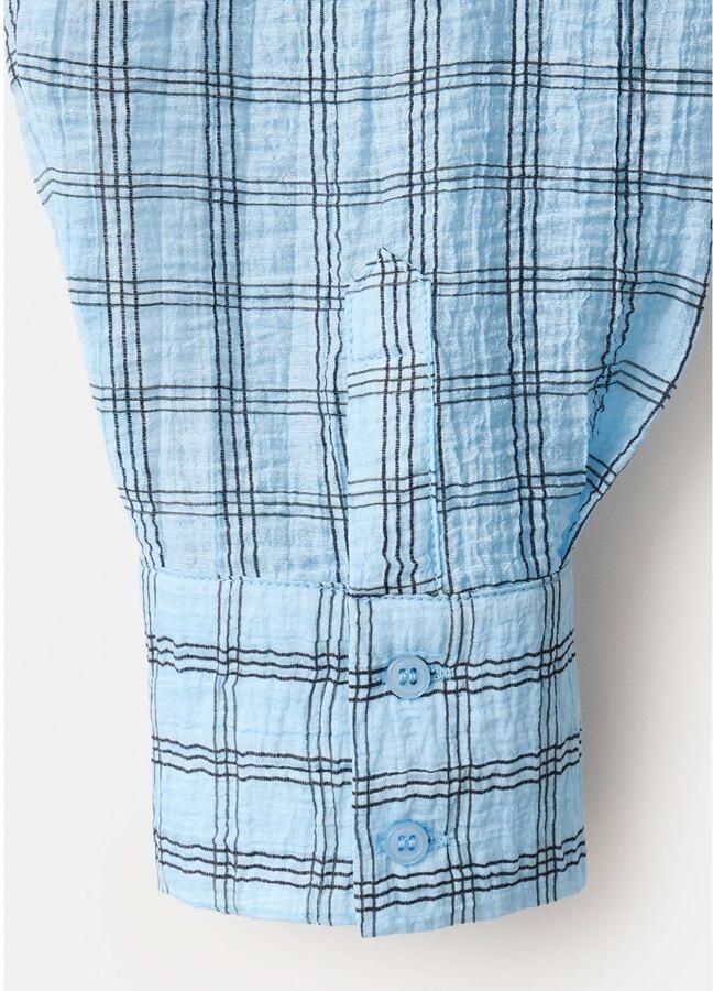 Mango geruite blouse lichtblauw - Foto 3