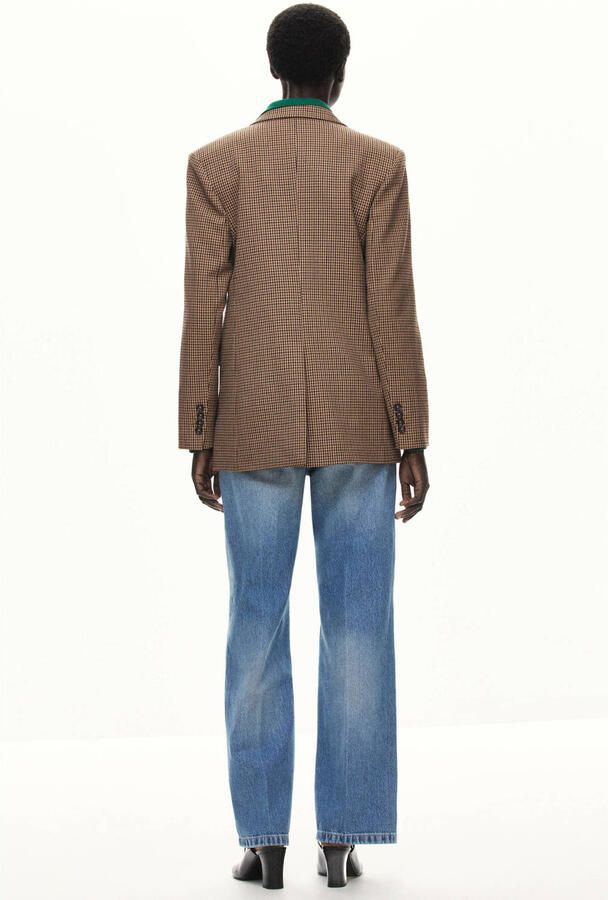 Mango geruite double breasted blazer bruin - Foto 2