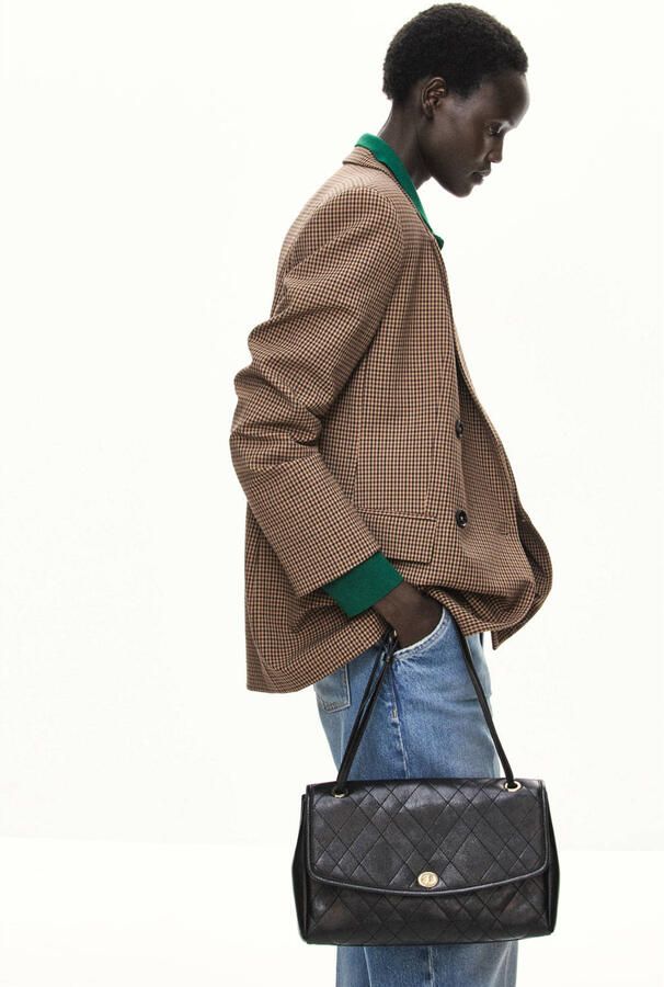 Mango geruite double breasted blazer bruin - Foto 3