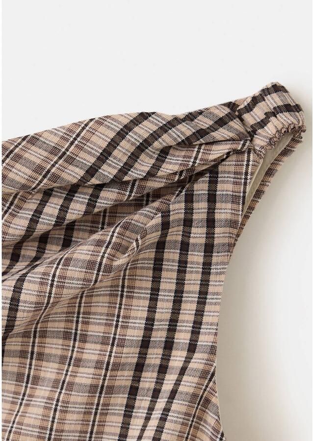 Mango geruite korte zomerjurk beige - Foto 2