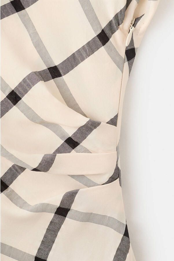 Mango geruite midi jurk beige - Foto 3