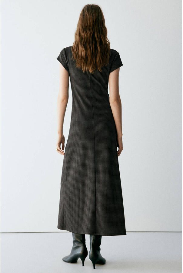 Mango geruite midi jurk groen - Foto 2