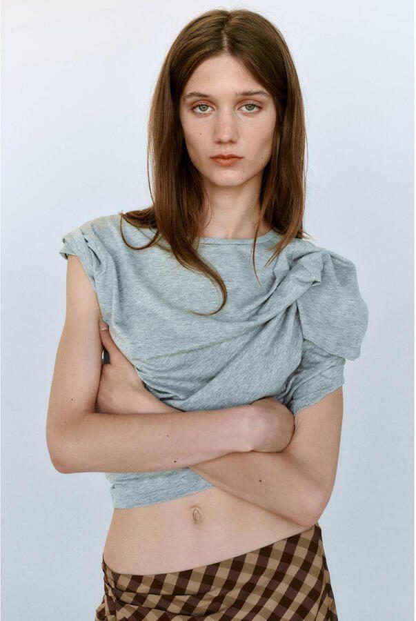 Mango geruite midi rok bruin