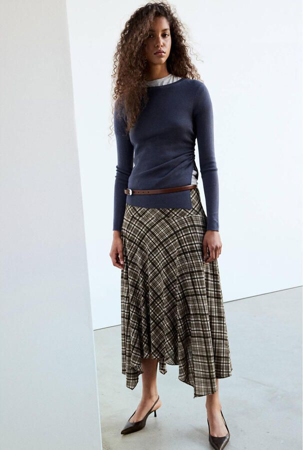 Mango geruite midi rok bruin - Foto 2