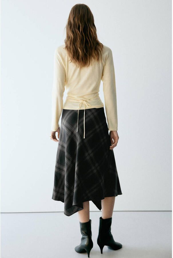 Mango geruite midi rok grijs - Foto 2