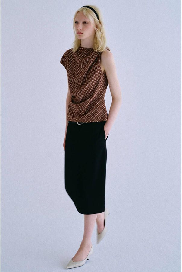 Mango geruite top bruin - Foto 3