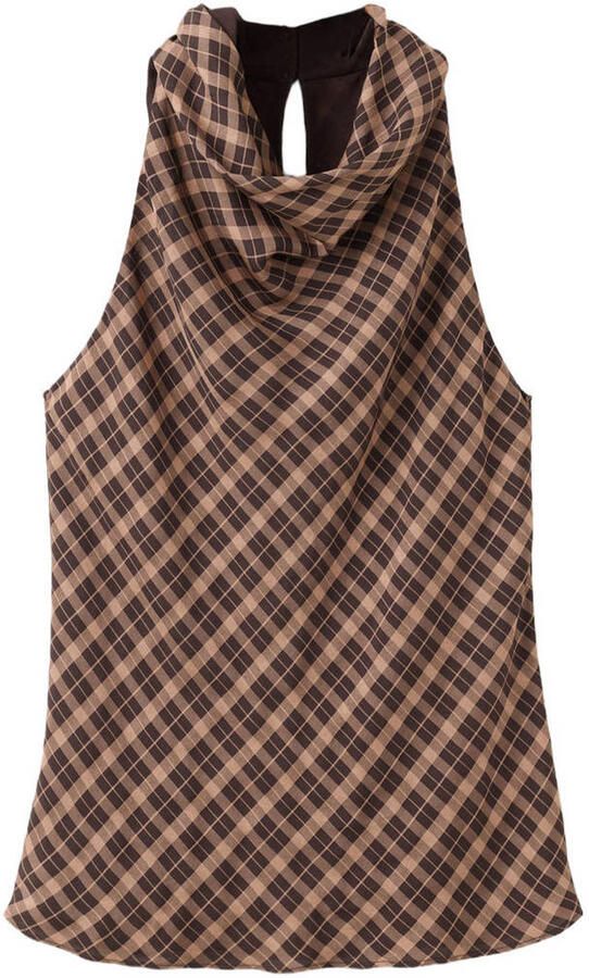 Mango geruite top bruin - Foto 3