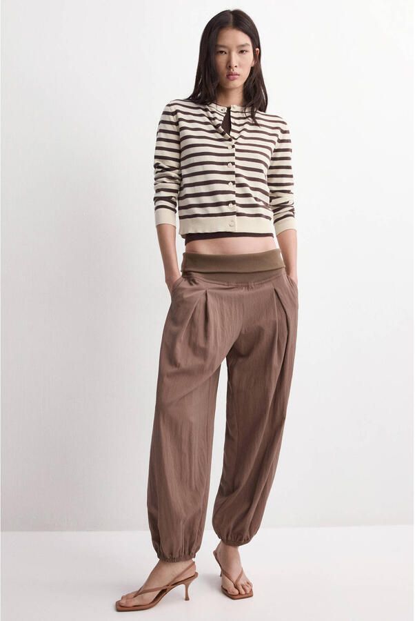 Mango gestreept gebreid vest bruin - Foto 2
