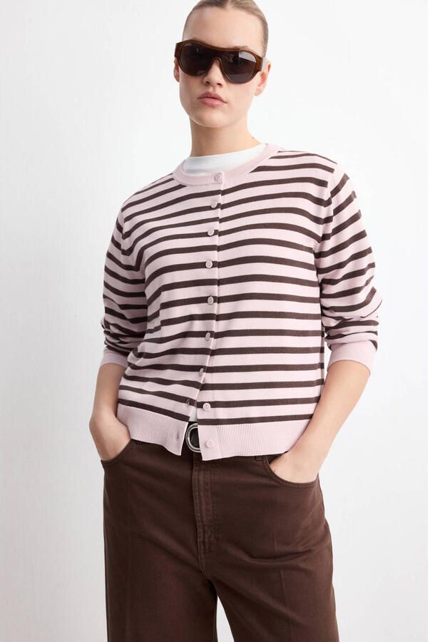 Mango gestreept gebreid vest