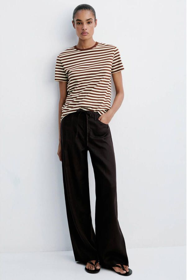 Mango gestreept T-shirt bruin