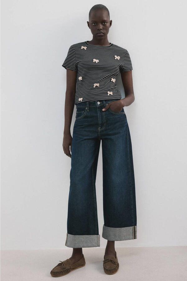 Mango gestreept T-shirt donkerblauw
