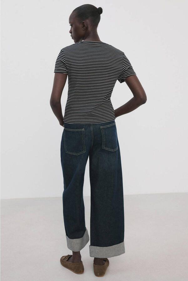 Mango gestreept T-shirt donkerblauw - Foto 3