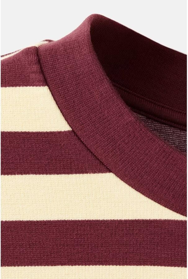 Mango gestreept T-shirt donkerrood lichtgeel - Foto 3