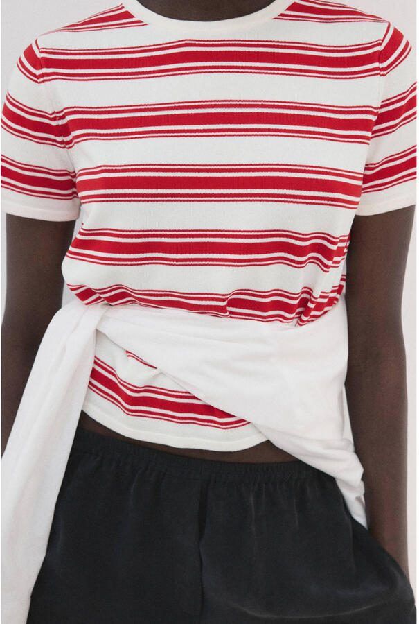Mango gestreept T-shirt rood