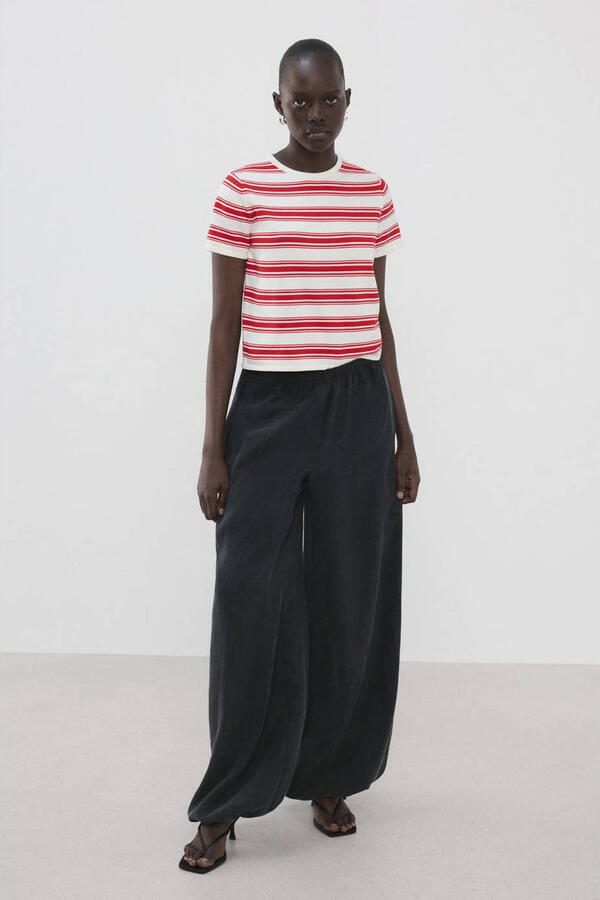 Mango gestreept T-shirt rood - Foto 3