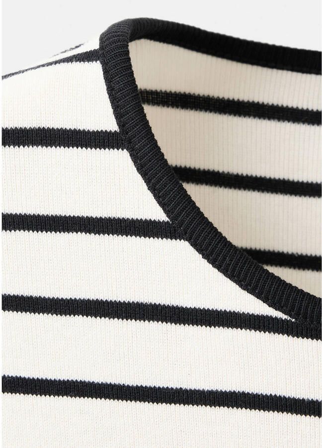 Mango gestreept T-shirt zwart - Foto 3