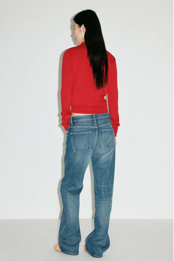 Mango gestreept vest met wol rood - Foto 3