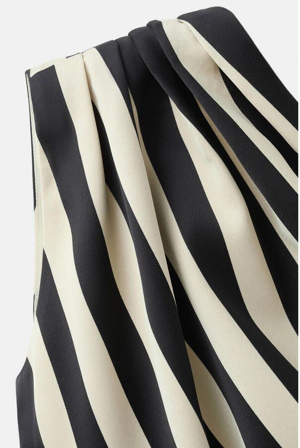 Mango gestreepte asymmetrische top zwart - Foto 2