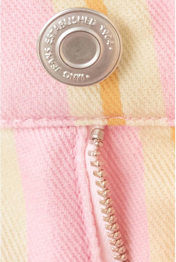 Mango gestreepte barrel jeans roze - Foto 2